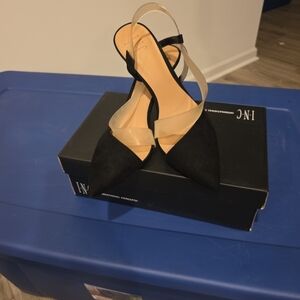 INC International Concepts Black and Beige Slingback Heels